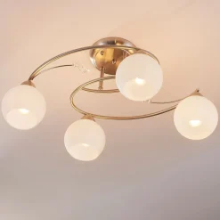 loftlampe Svean, 4-lys, hvid, glas, længde 42,5 cm^Lindby Best
