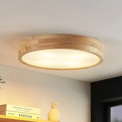 Lindby Gang|Loftlamper>loftlampe Tanju, Ø 50 cm, 4 lyskilder, egetræ, E27