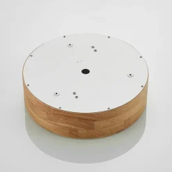 Lindby loftlampe Tanju, Ø 30 cm, 2 lyskilder, egetræ, E27