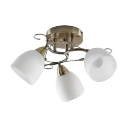 Lindby loftlampe Thaddeus, Ø 44 cm, antik messing, glas