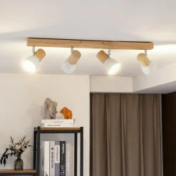 loftlampe Thorin, 67 cm, 4 lyskilder, hvid, træ, E14^Lindby Outlet