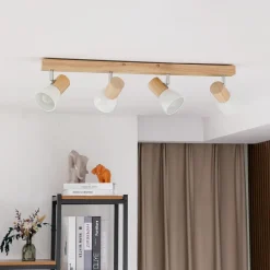 loftlampe Thorin, 67 cm, 4 lyskilder, hvid, træ, E14^Lindby Outlet