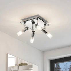 loftlampe til bad Zela, 32 cm, krom, 4 lyskilder, IP44^Lindby