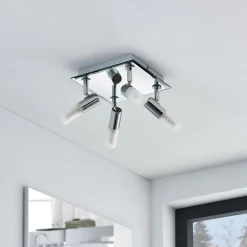 loftlampe til bad Zela, 32 cm, krom, 4 lyskilder, IP44^Lindby