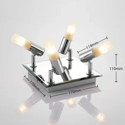 loftlampe til bad Zela, 32 cm, krom, 4 lyskilder, IP44^Lindby