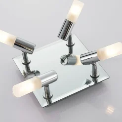 loftlampe til bad Zela, 32 cm, krom, 4 lyskilder, IP44^Lindby