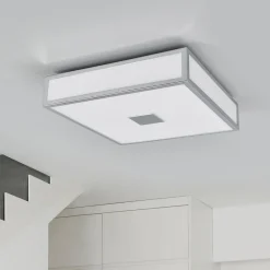 loftlampe til badeværelset Eniola, 30 cm, hvid/grå, IP44^Lindby Discount