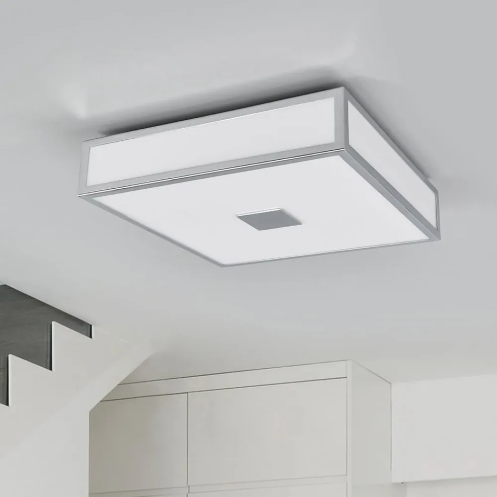 loftlampe til badeværelset Eniola, 30 cm, hvid/grå, IP44^Lindby Discount