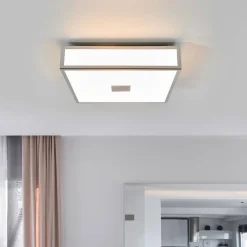 loftlampe til badeværelset Eniola, 30 cm, hvid/grå, IP44^Lindby Discount