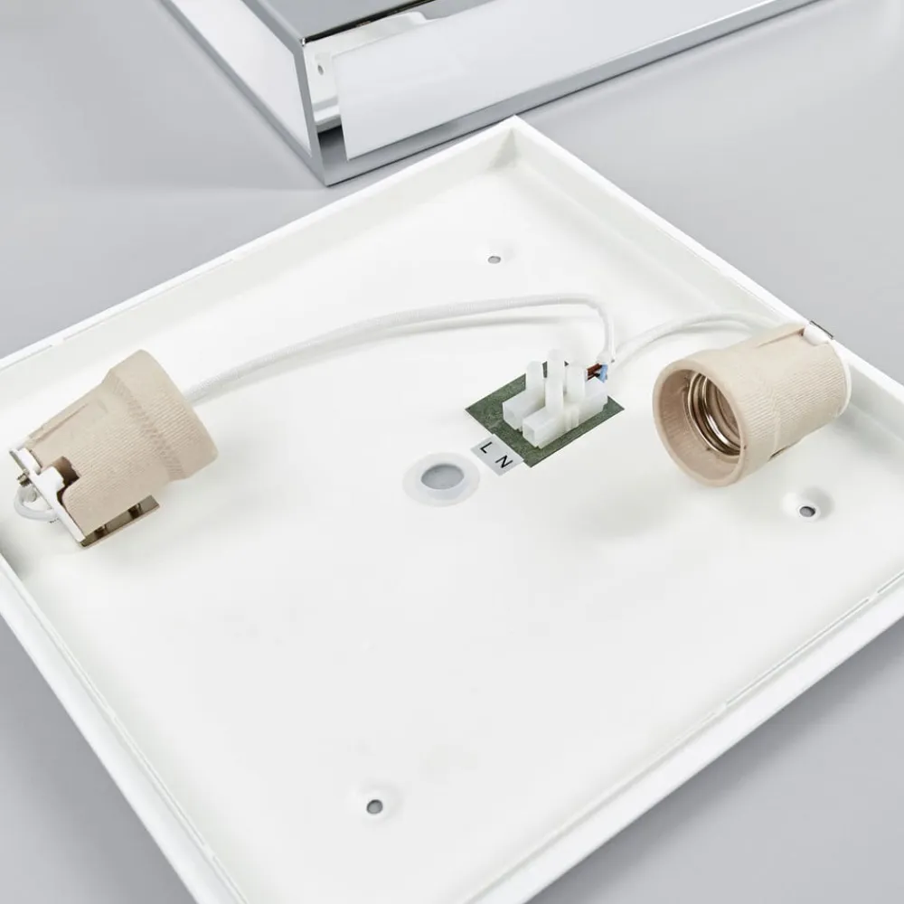 loftlampe til badeværelset Eniola, 30 cm, hvid/grå, IP44^Lindby Discount