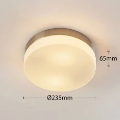 Lindby loftlampe til badeværelset Amilia, Ø 23,5 cm, E27, nikkel, glas