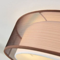 Lindby loftlampe Tobia, brun, tekstil, Ø 50 cm, E27