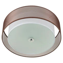 Lindby loftlampe Tobia, brun, tekstil, Ø 50 cm, E27