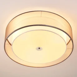 Lindby loftlampe Tobia, grå, tekstil, Ø 50 cm, E27
