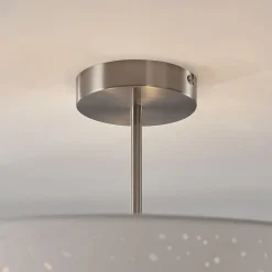 Lindby loftlampe Umma, afstand, hvid, stof, Ø 50 cm, E27