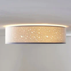 Lindby loftlampe Umma, grå, stof, Ø 50 cm, E27