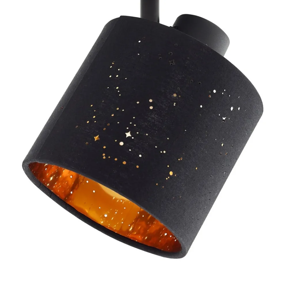 Lindby Loftlamper>loftlampe Vasilia, 3 lyskilder, sort/guld, stof