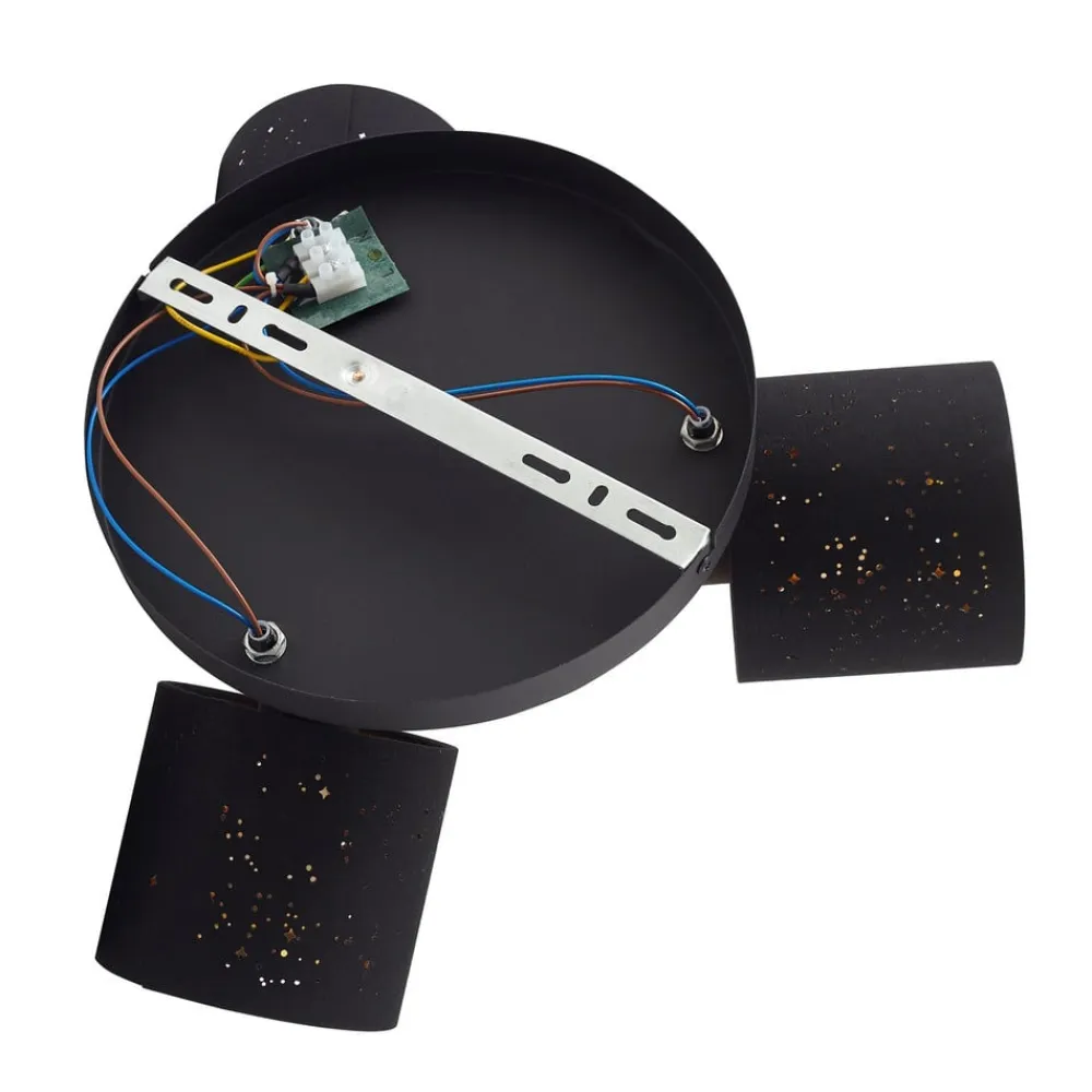 Lindby Loftlamper>loftlampe Vasilia, 3 lyskilder, sort/guld, stof