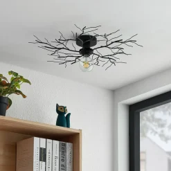 Lindby Gang|Loftlamper>loftlampe Vetki, Ø 60 cm, sort, 1 lyskilde, metal