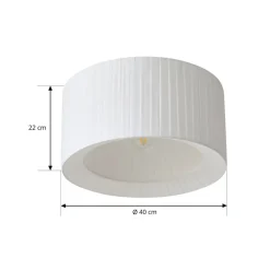 loftlampe Virelle, hvid, tekstil, Ø 40 cm, E27^Lindby New