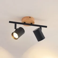 loftlampe Xiomara, 2 lyskilder, 27 cm lang, træ^Lindby Online