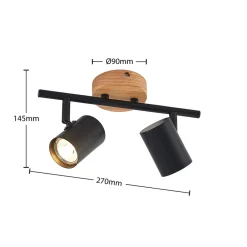 loftlampe Xiomara, 2 lyskilder, 27 cm lang, træ^Lindby Online