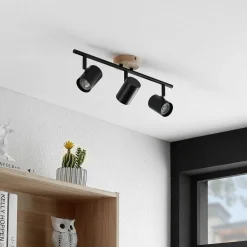 loftlampe Xiomara, 3 lyskilder, 68 cm lang, træ^Lindby Outlet