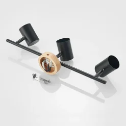 loftlampe Xiomara, 3 lyskilder, 68 cm lang, træ^Lindby Outlet