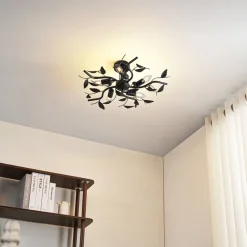 loftlampe Yos, 5 lyskilder, 58 cm, sort-guld, E14^Lindby Hot