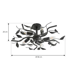 loftlampe Yos, 5 lyskilder, 58 cm, sort-guld, E14^Lindby Hot