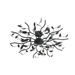 Lindby loftlampe Yos, 10 lyskilder, 95 cm, sort-guld, E14