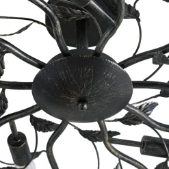 Lindby loftlampe Yos, 10 lyskilder, 95 cm, sort-guld, E14