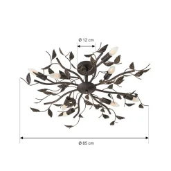 Lindby loftlampe Yos, 8 lyskilder, 85 cm, sort-guld, E14