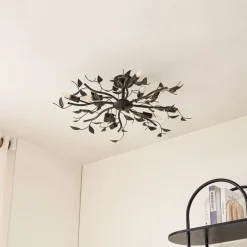 Lindby loftlampe Yos, 8 lyskilder, 85 cm, sort-guld, E14