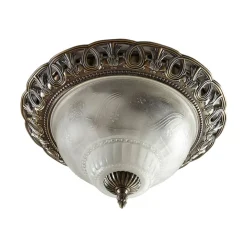 loftslampe Anni, ætset glasskærm^Lindby New