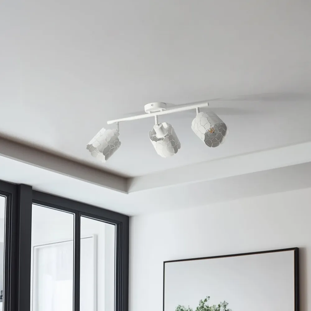 Lindby loftslampe Aralena, hvid, 3 lyskilder, længde 70,5 cm