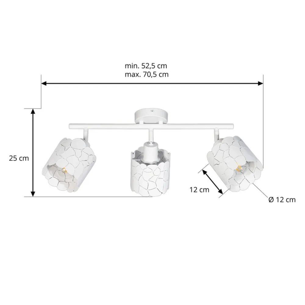 Lindby loftslampe Aralena, hvid, 3 lyskilder, længde 70,5 cm