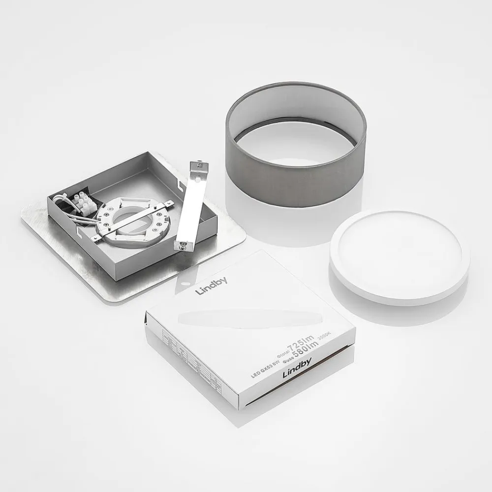 Lindby loftslampe Aviola, metal, tekstil, 18 cm lang