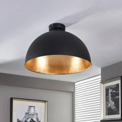 Lindby Loftlamper>loftslampe Lya, Ø 40 cm, sort-guld, metal