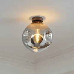 Lindby Loftlamper|Loftlamper>loftslampe Valentina, E27, røggrå, glas, Ø 25 cm