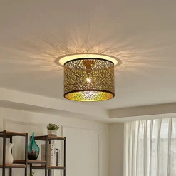 Lindby Loftlamper|Pendellamper>loftslampe Yonah, guldfarvet, metal, Ø 40 cm, E27