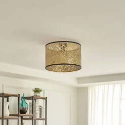 Lindby Loftlamper|Pendellamper>loftslampe Yonah, guldfarvet, metal, Ø 40 cm, E27