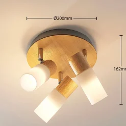 loftspot Christoph, 20 cm, 3 lyskilder, træ, rondel^Lindby Best