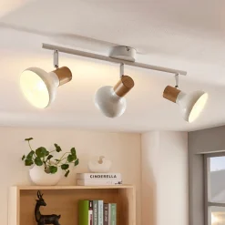 Lindby loftspot Fridolin, 50 cm, 3 lyskilder, hvid, metal