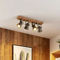 Lindby Loftlamper>loftspot Grandesa, 35 cm, 4 lyskilder, træ, metal