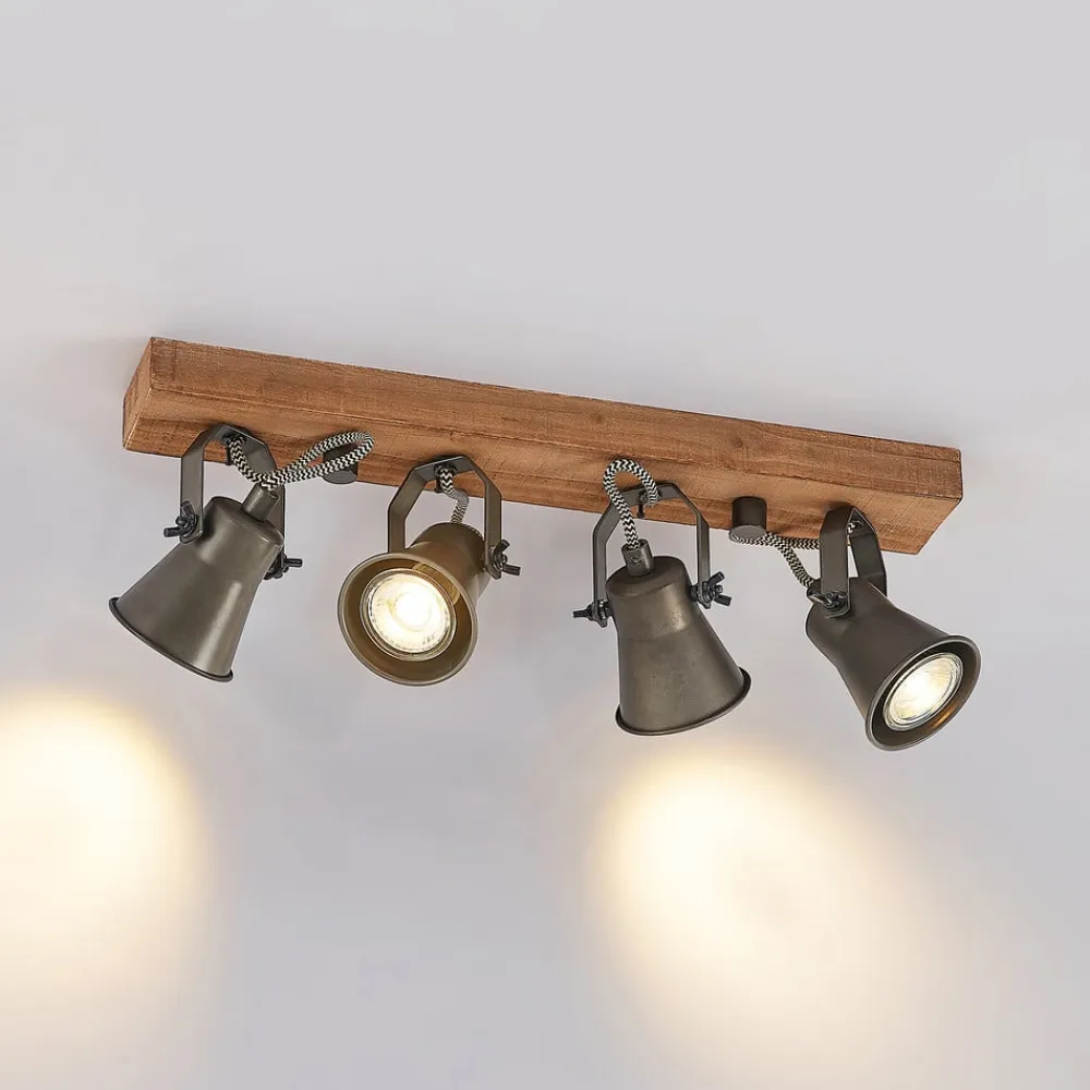 Lindby Loftlamper>loftspot Grandesa, 35 cm, 4 lyskilder, træ, metal