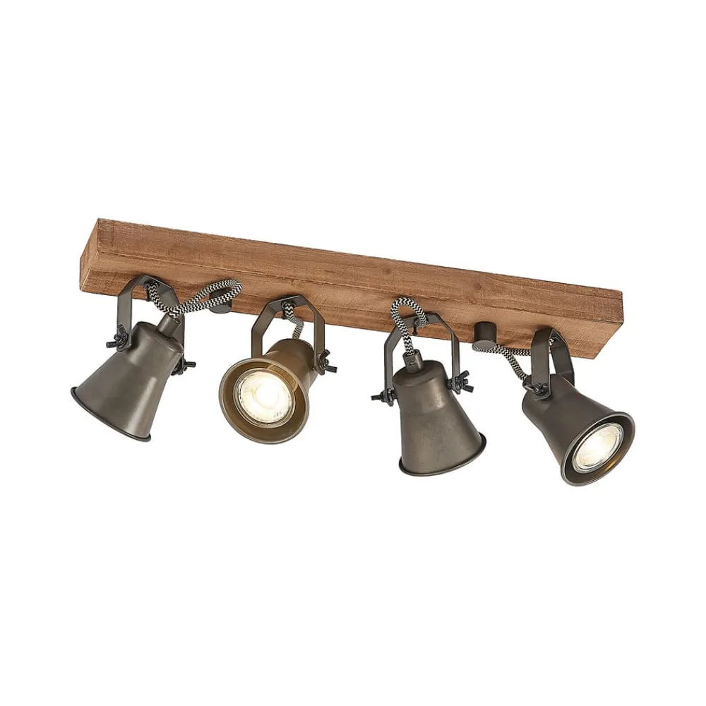 Lindby Loftlamper>loftspot Grandesa, 35 cm, 4 lyskilder, træ, metal