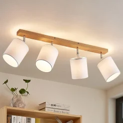 Lindby Gang|Loftlamper>loftspot Imarin, 81 cm, hvid, 4 lyskilder, træ