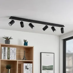 Lindby loftspot Joffrey, 116 cm, sort, 6 lyskilder, GU10