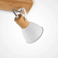 loftspot Merela, hvid, 28 cm, 2 lyskilder, træ, E14^Lindby Outlet